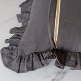 Charcoal Ruffle Pillow Cover 3 - PILLOWS - linen - cool Rug & Weave Pillows