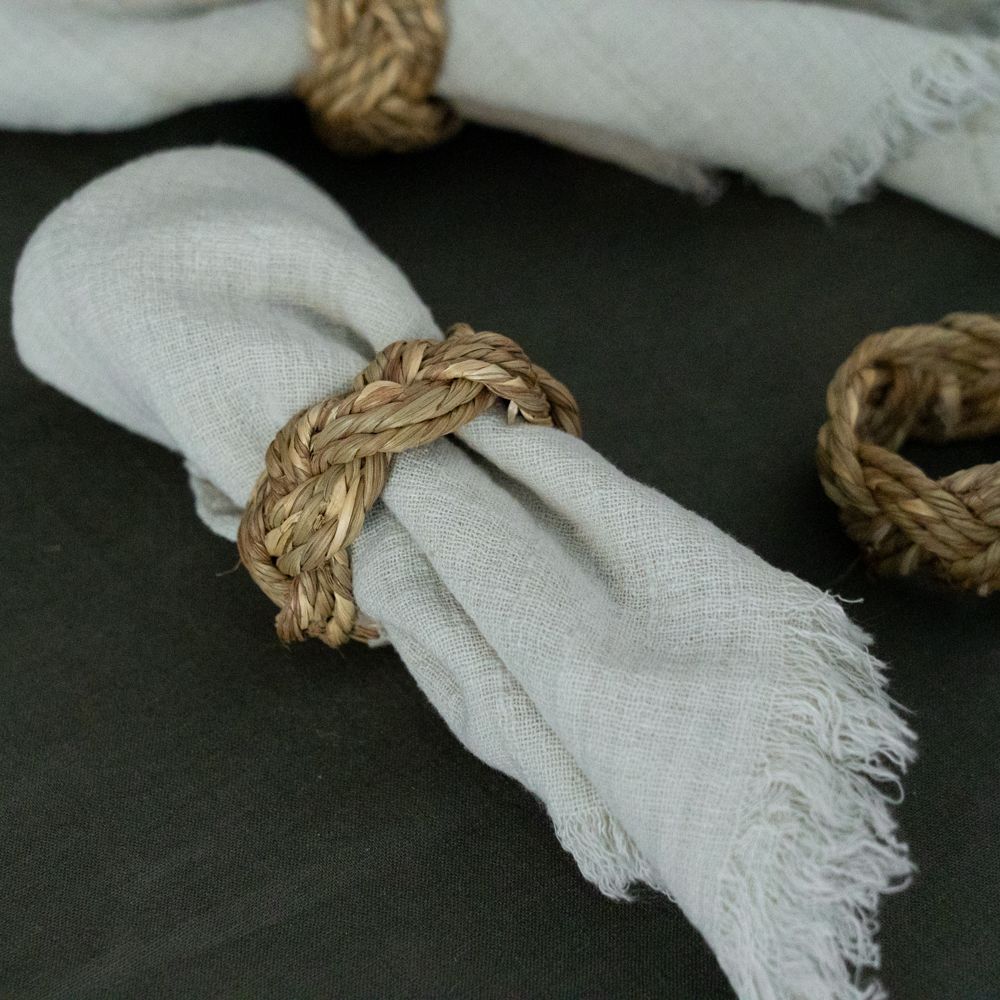 Braided Seagrass Napkin Ring Set napkin ring Creative Co-op (DYA)