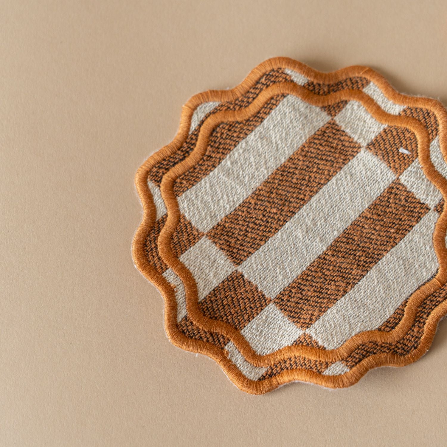 Cotton Coaster Set - Scallop Check coaster set TBCo (Faire)