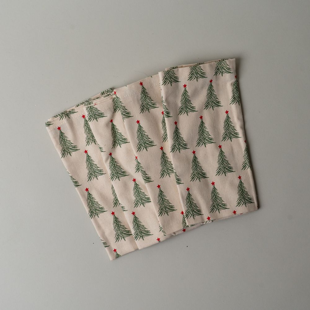 Holiday Tree Cotton Napkin Set CHRISTMAS 2025 Creative Co-op (DYA)