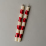 Red Stripe Taper Candle Set CHRISTMAS 2025 Creative Co-op (DYA)