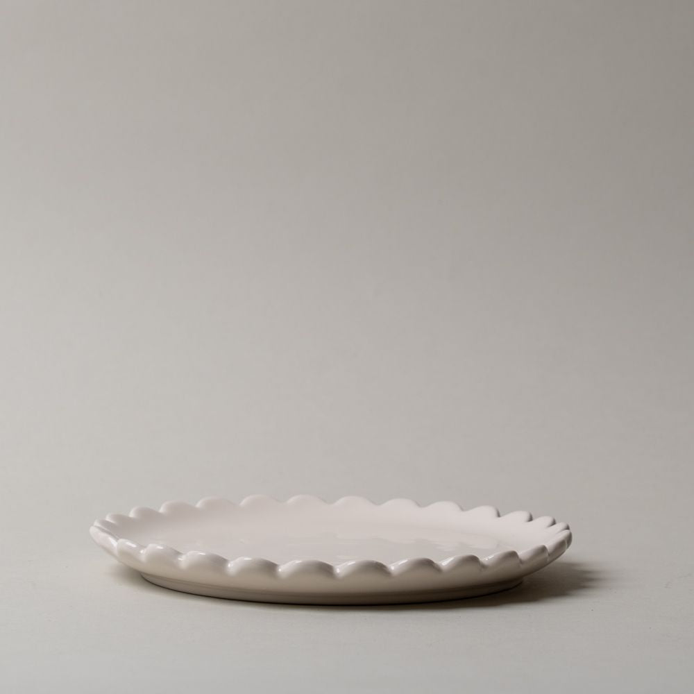 Stoneware Scallop Edge Plate CHRISTMAS 2025 Creative Co-op (DYA) White