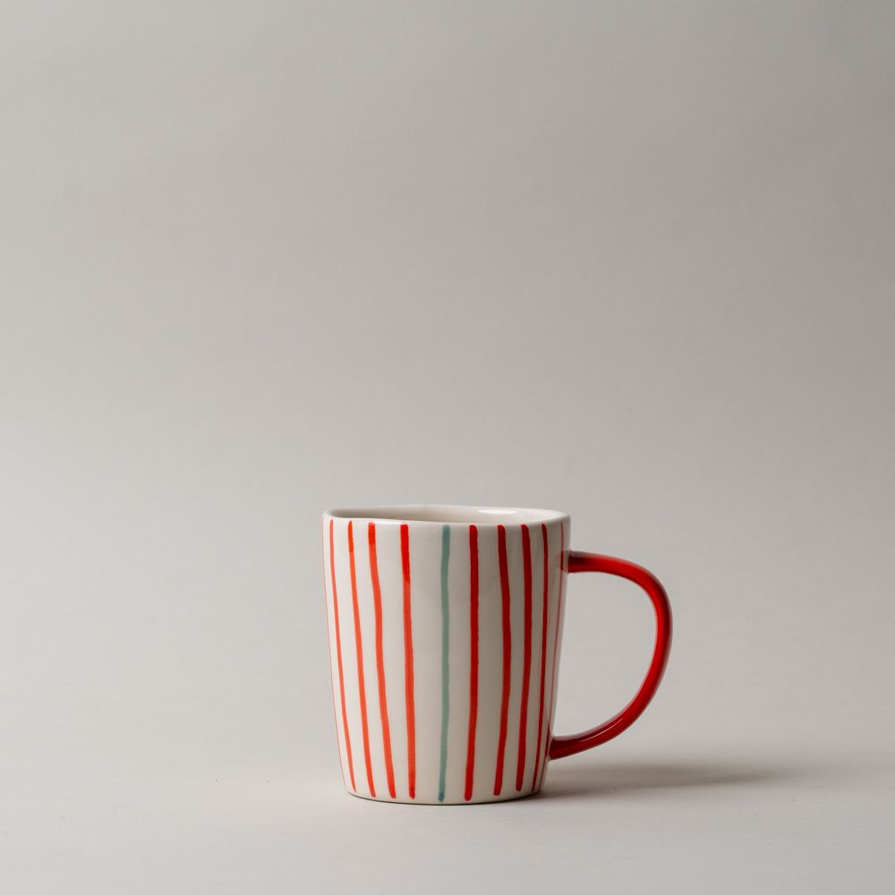 Stripe Stoneware Mug CHRISTMAS 2025 Creative Co-op (DYA) Multi Red Stripe
