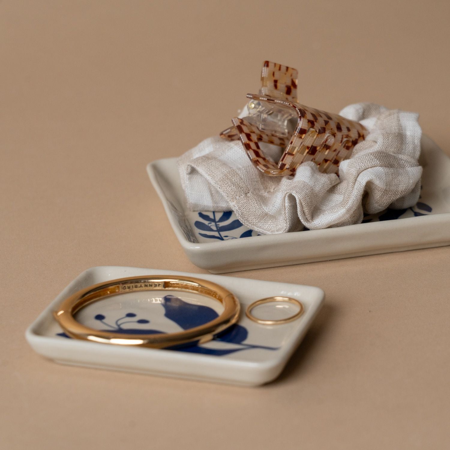 Blue Floral Stoneware Dish dish Creative Co-op (DYA)