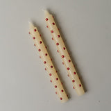 Red Dot Taper Candle Set CHRISTMAS 2025 Creative Co-op (DYA)