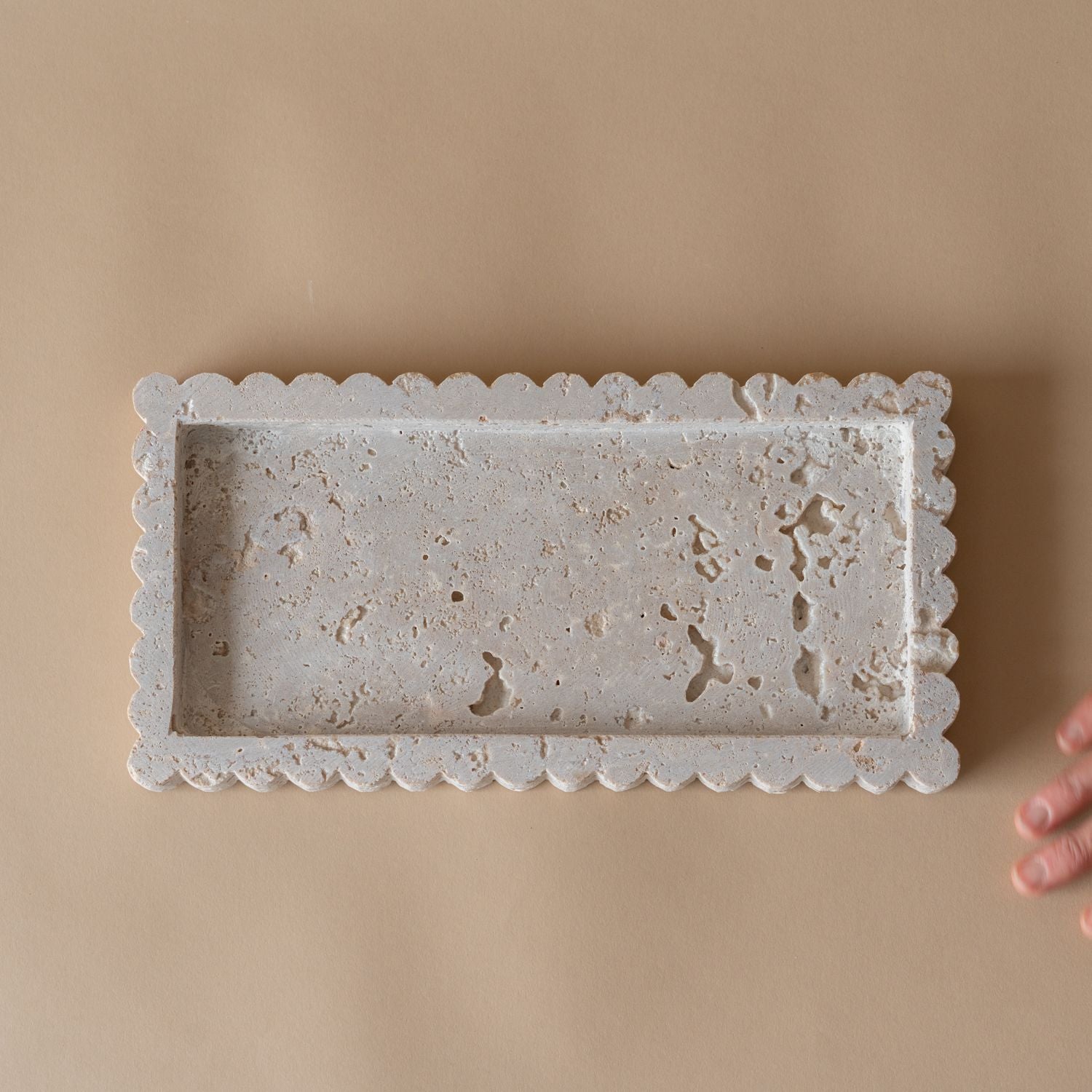 Travertine Scallop Rectangular Tray tray Indaba