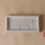 Travertine Scallop Rectangular Tray tray Indaba