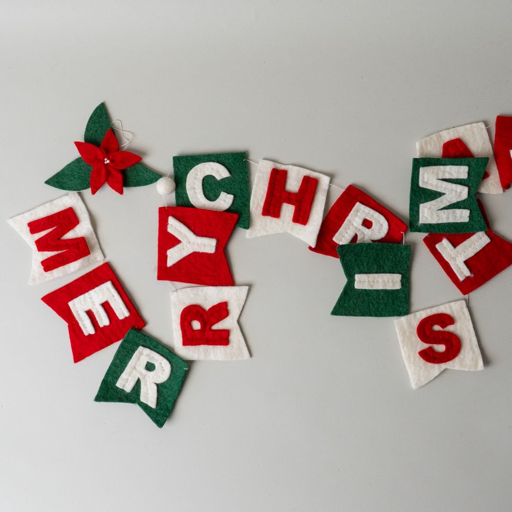 Felt Merry Christmas Garland CHRISTMAS 2025 Global Goods Partners (Faire)