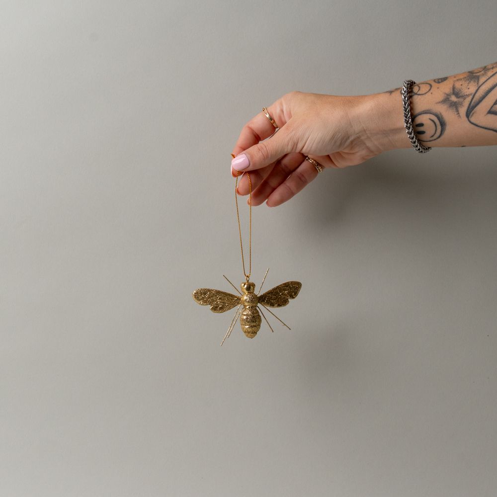 Gold Resin Bee Ornament CHRISTMAS 2025 Creative Co-op (DYA)