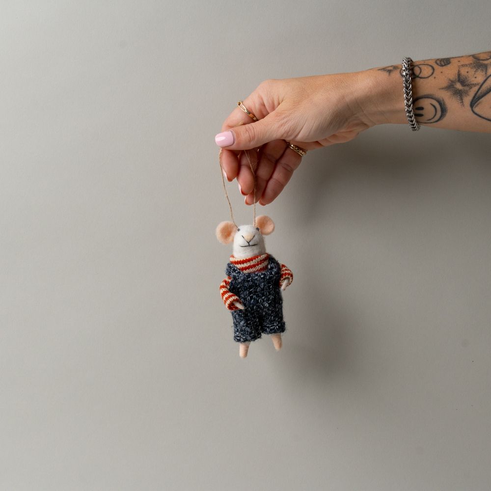 Blue Overalls Mouse Ornament CHRISTMAS 2025 Indaba