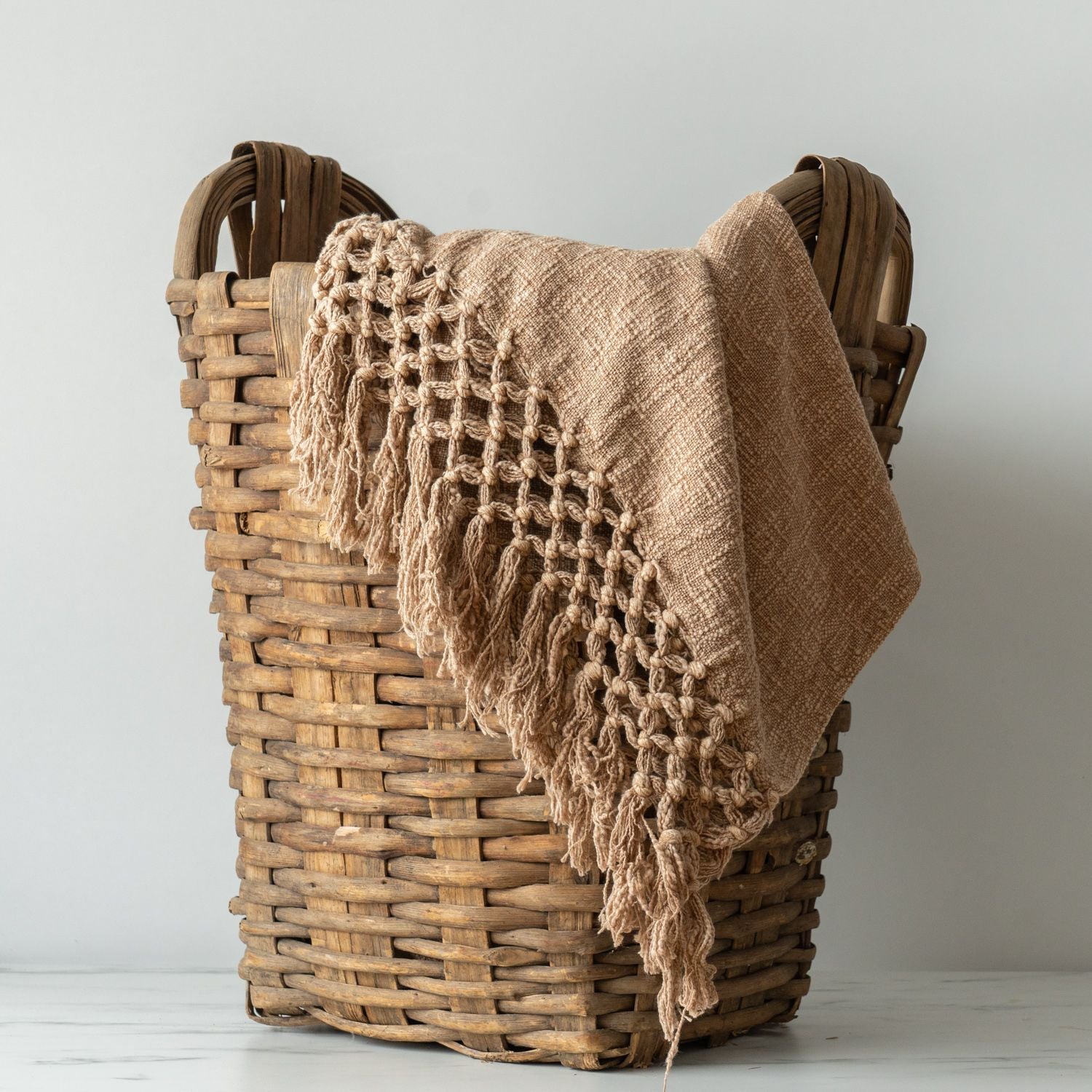 Antique French Basket VINTAGE - basket Rug & Weave