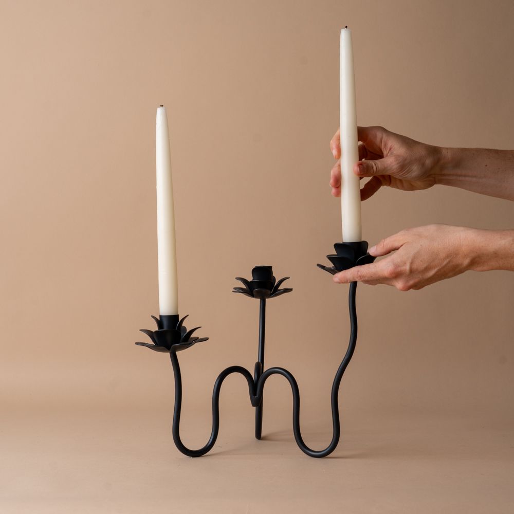 Hand-Forged Iron Floral Candelabra candle holder The Floral Society (Aesthetic Movement)