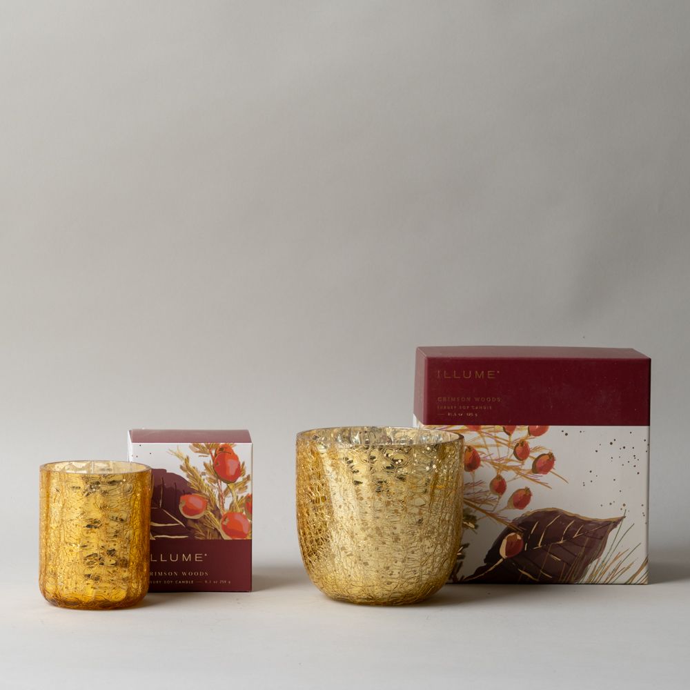 Crimson Woods Crackle Glass Candle CHRISTMAS 2025 Illume (DYA)