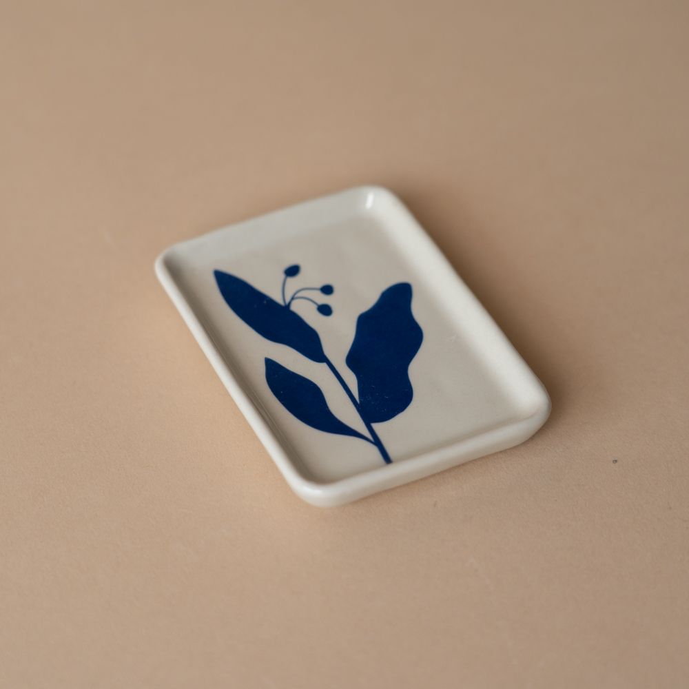 Blue Floral Stoneware Dish dish Creative Co-op (DYA)
