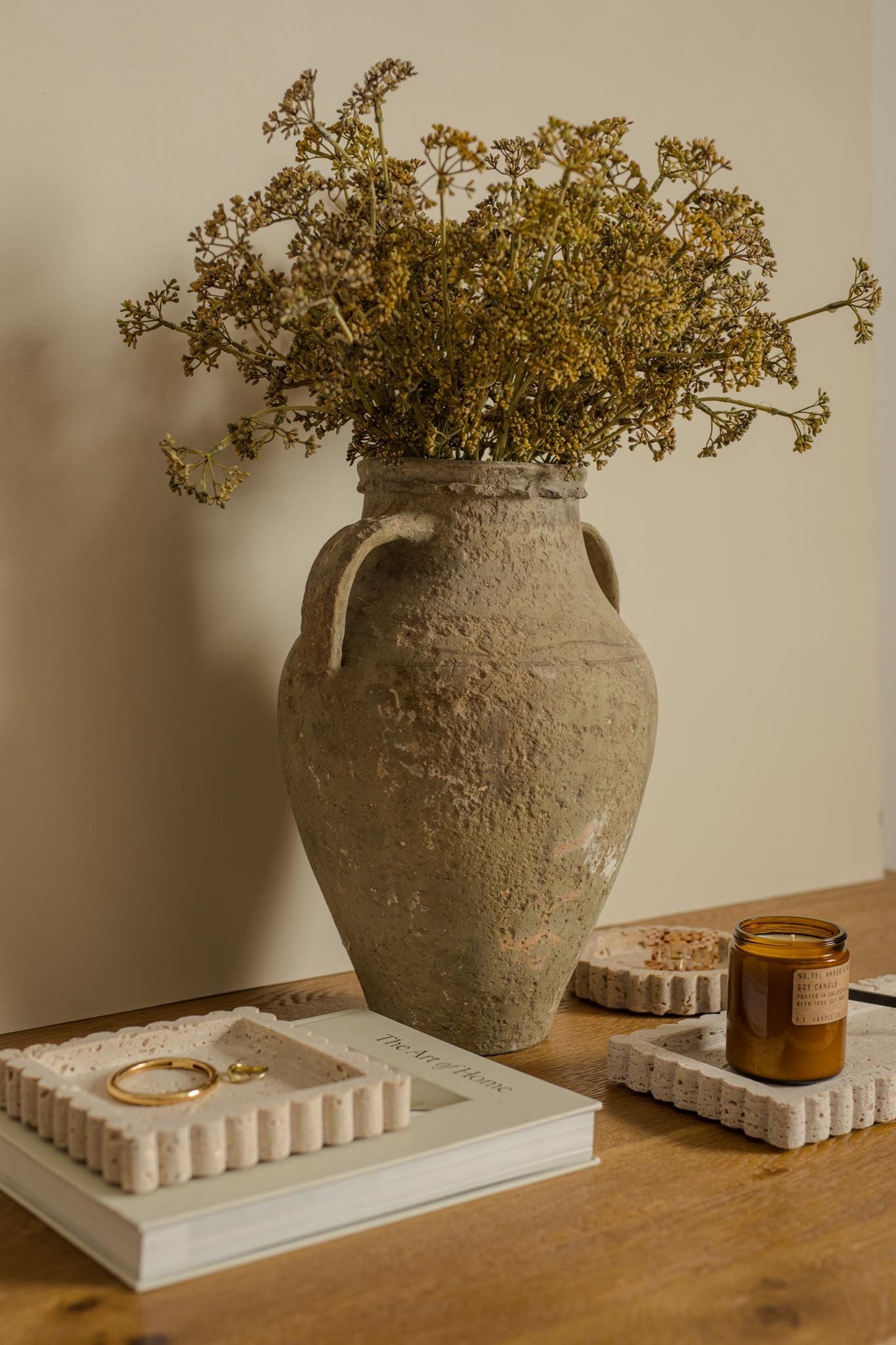 Travertine Scallop Square Tray tray Indaba