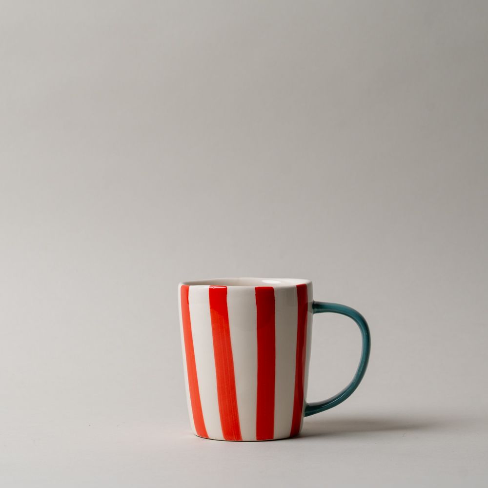Stripe Stoneware Mug CHRISTMAS 2025 Creative Co-op (DYA) Red Stripe