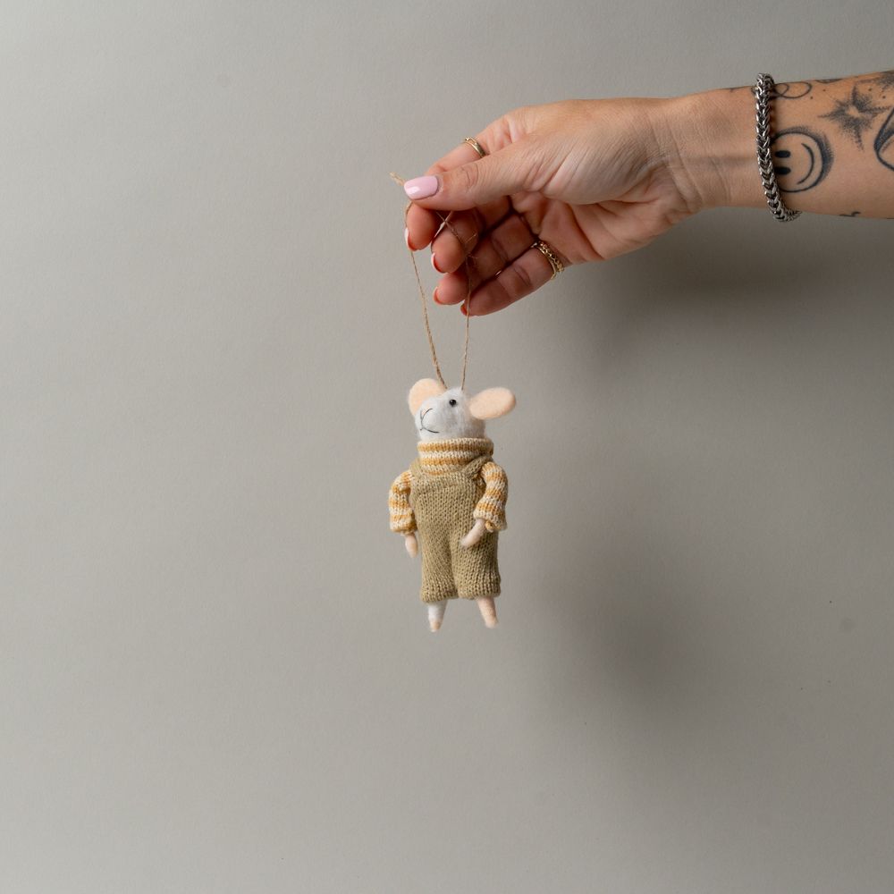 Brown Overalls Mouse Ornament CHRISTMAS 2025 Indaba