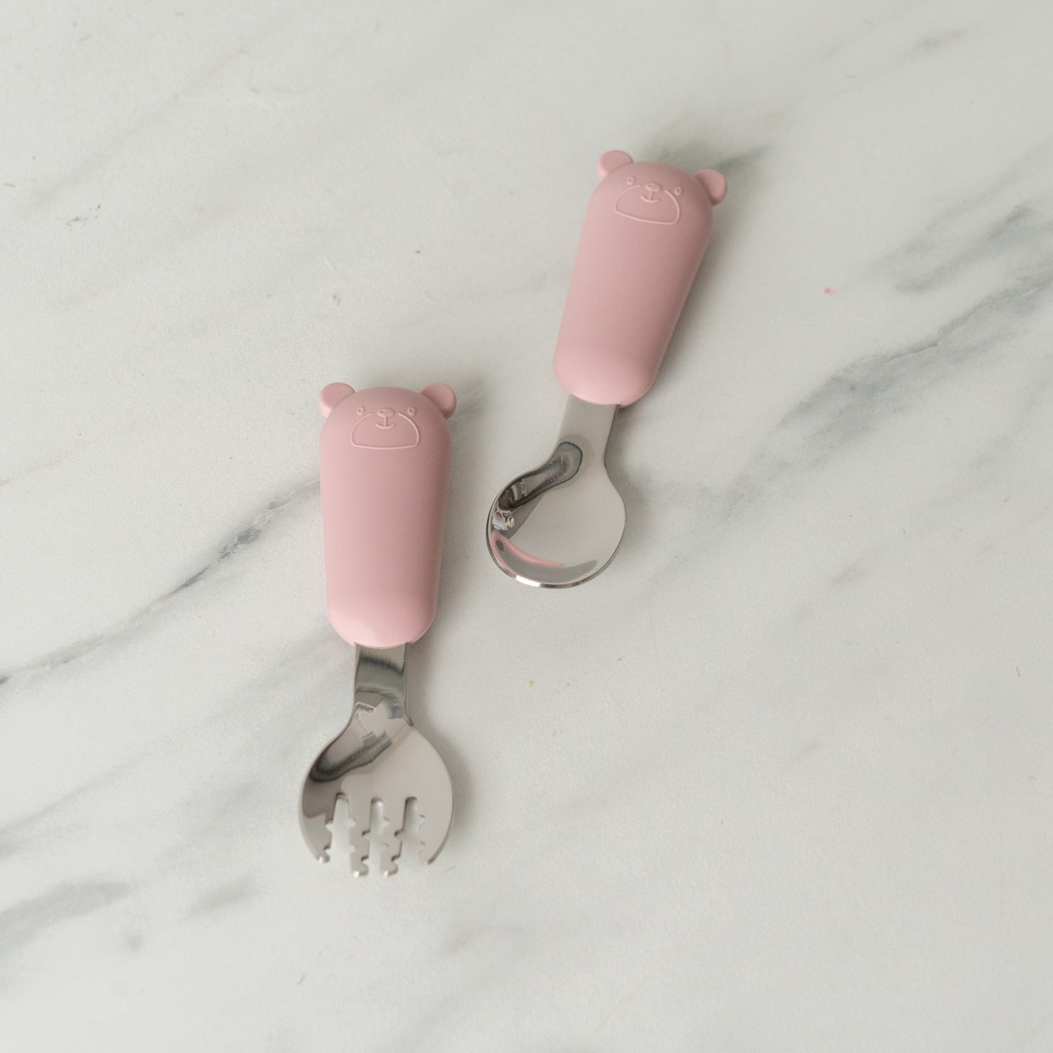 Silicone Bear Utensil Set FINNBIRD - utensil set Peaks & Valleys Baby (Faire) Rose Pink