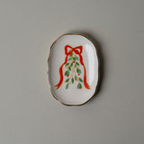 Stoneware Scallop Mini Holiday Dish CHRISTMAS 2025 Creative Co-op (DYA) Mistletoe