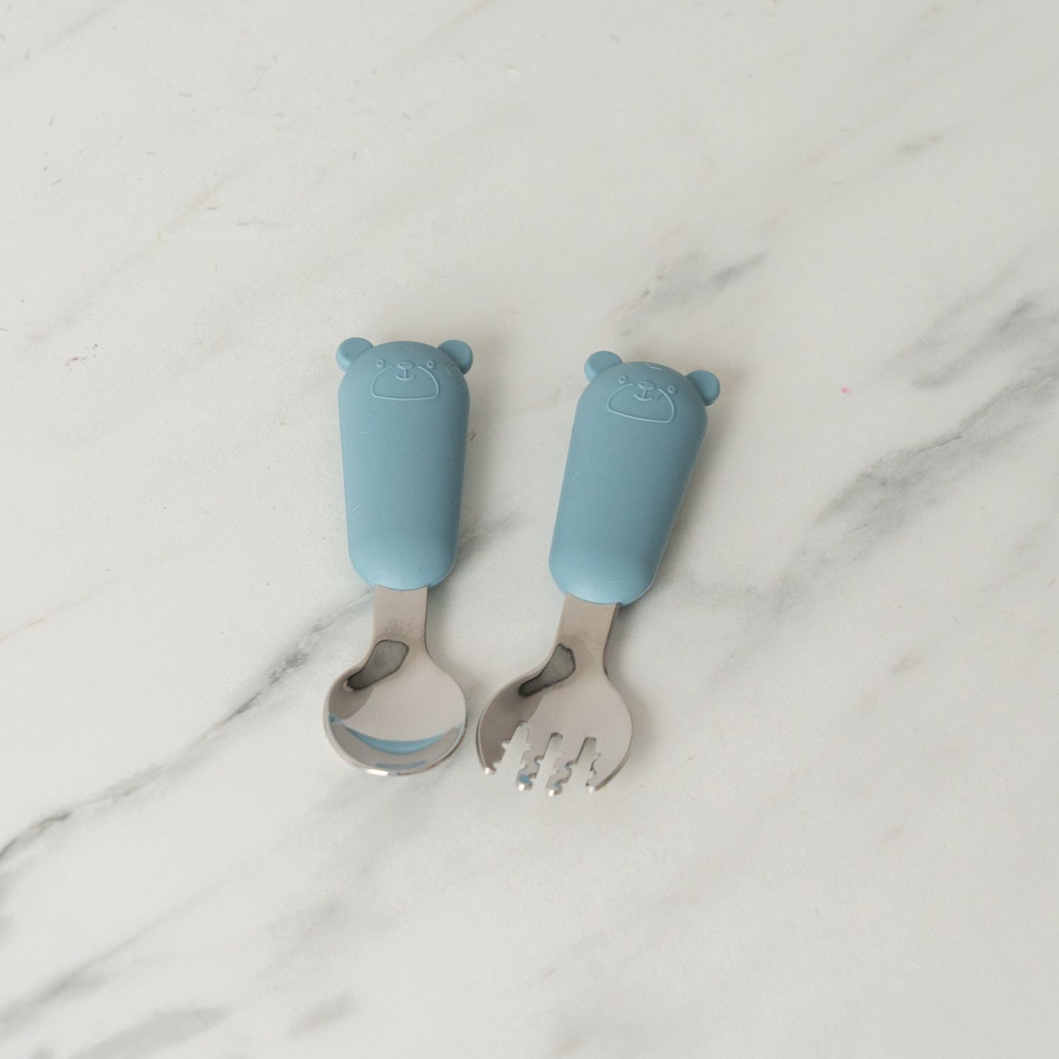 Silicone Bear Utensil Set FINNBIRD - utensil set Peaks & Valleys Baby (Faire) Sapphire Blue