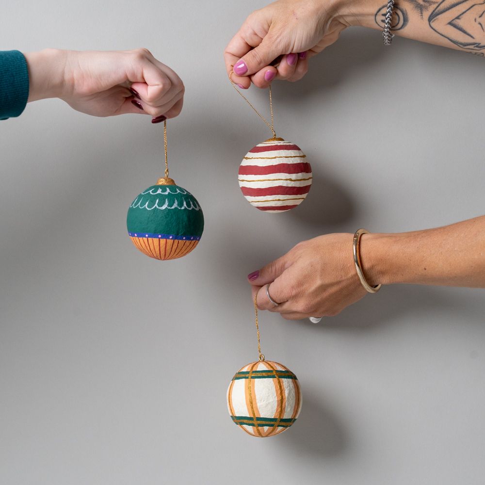 Cotton Mache Bauble Ornament CHRISTMAS 2025 DANICA (Faire)