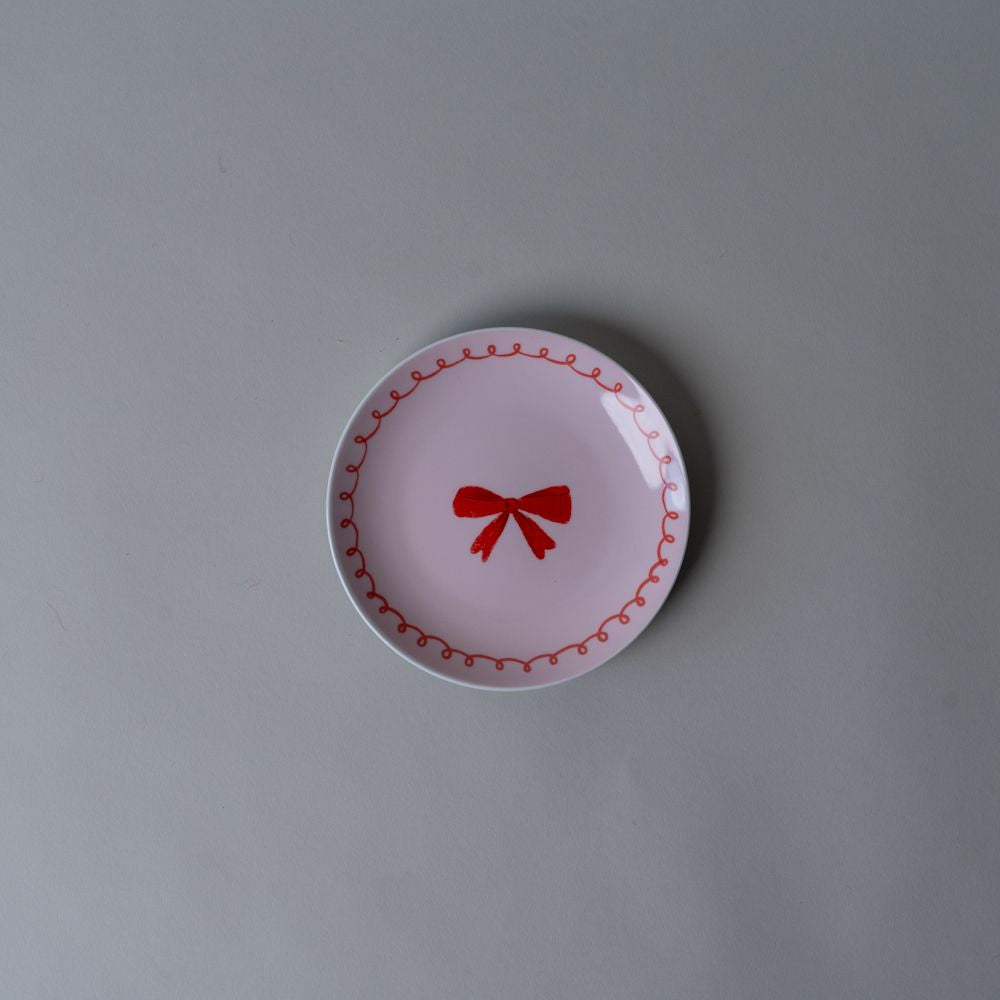 Holiday Bow Porcelain Dish Set CHRISTMAS 2025 DANICA (Faire) Light Pink Plate