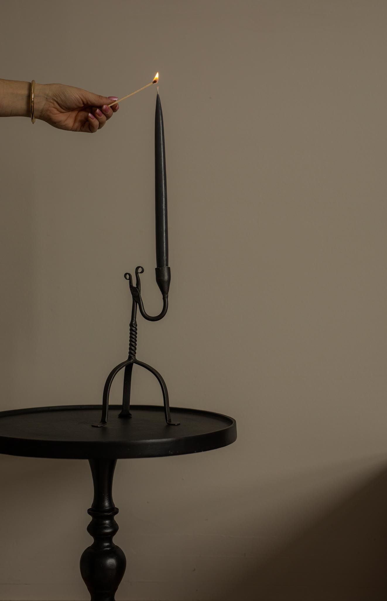 Single Arm Aged Iron Candle Holder candle holder Irvin's Tinware (Faire)