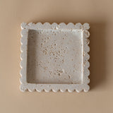 Travertine Scallop Square Tray tray Indaba Small