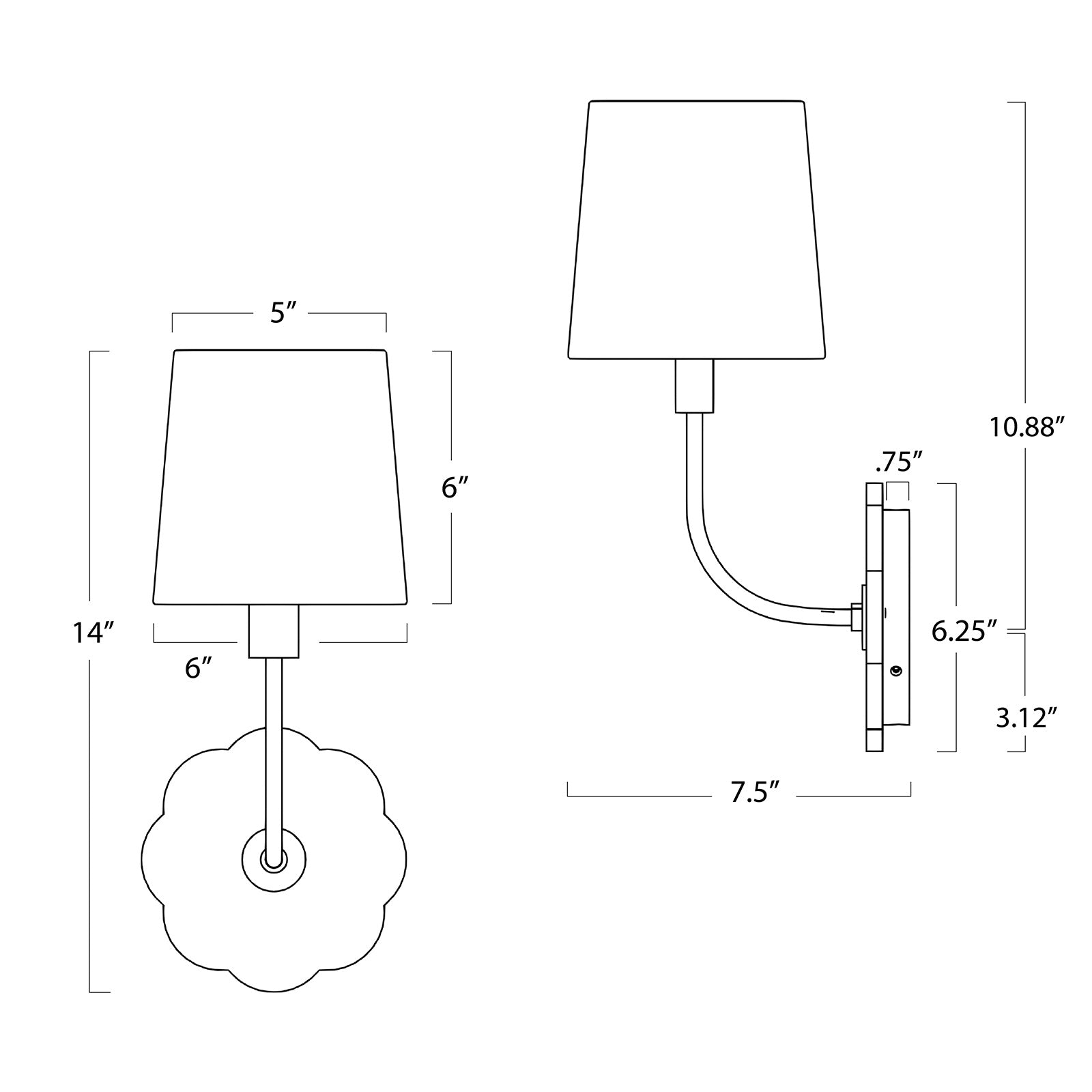 Camilla Bent Arm Sconce Wall Sconces Regina Andrew