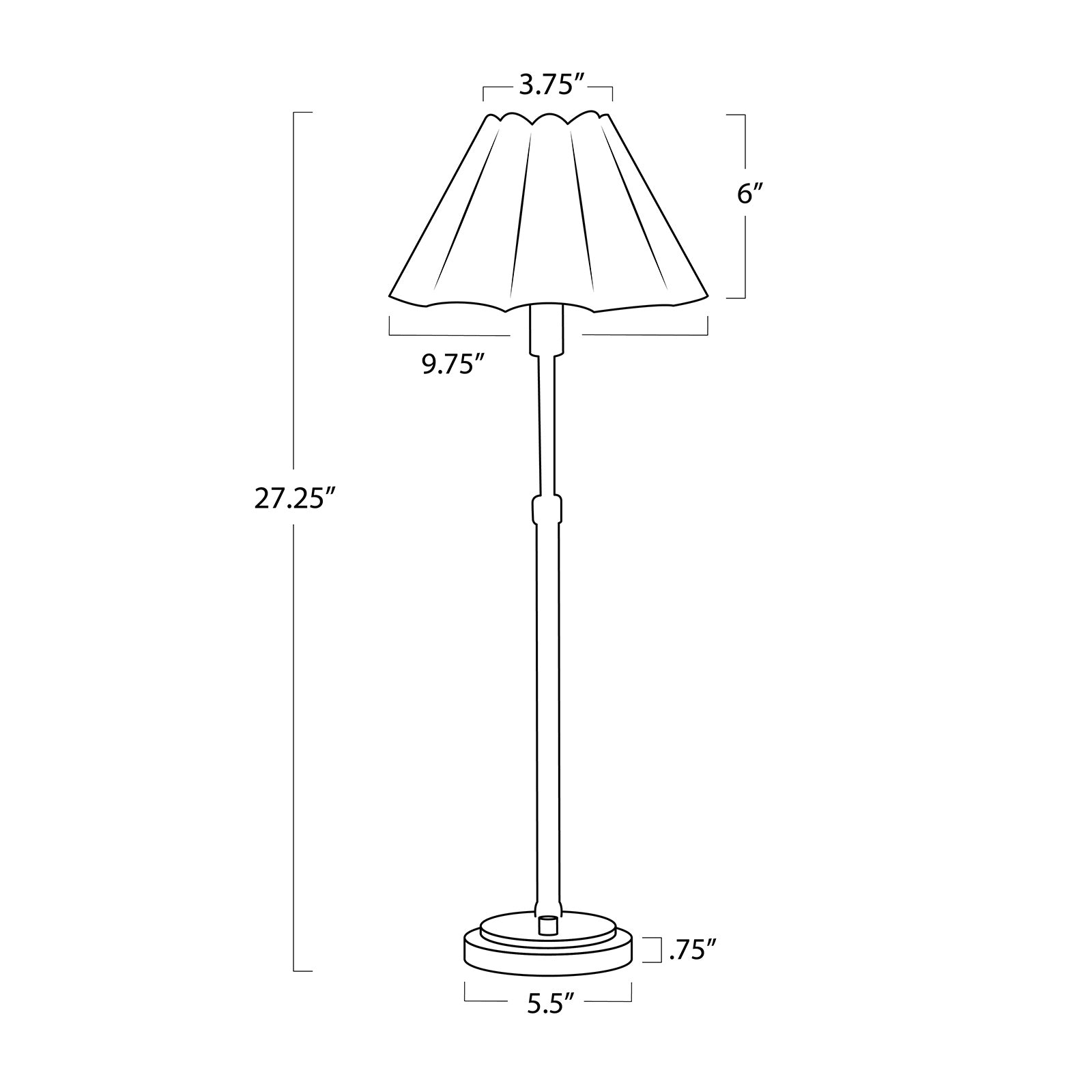Polly Buffet Lamp (Blackened Brass with White Scalloped Shade) Table Lamps Regina Andrew
