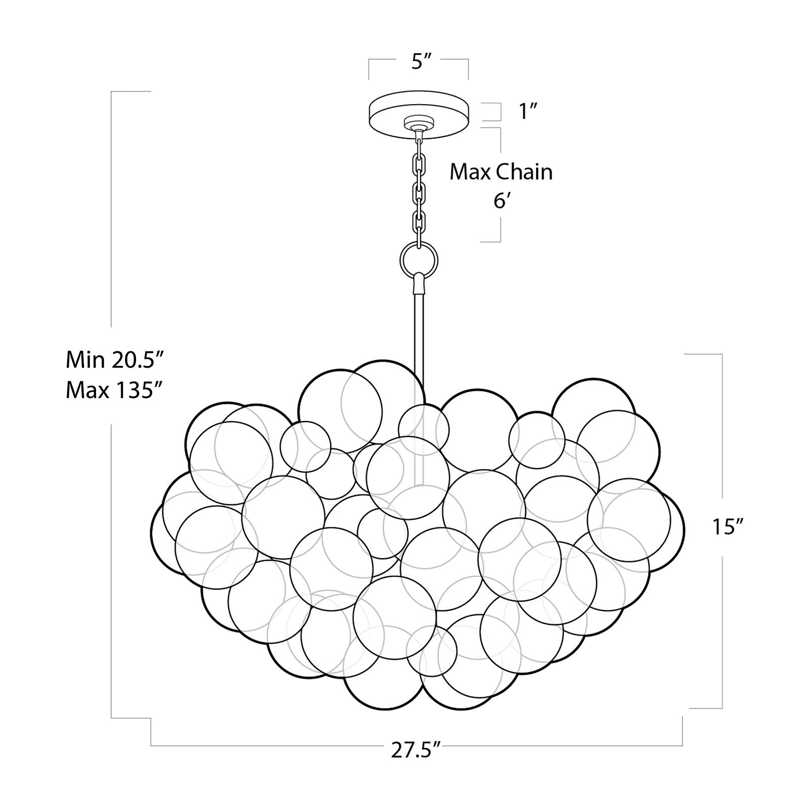 Bubbles Chandelier (Clear) Natural Brass Chandelier Regina Andrew