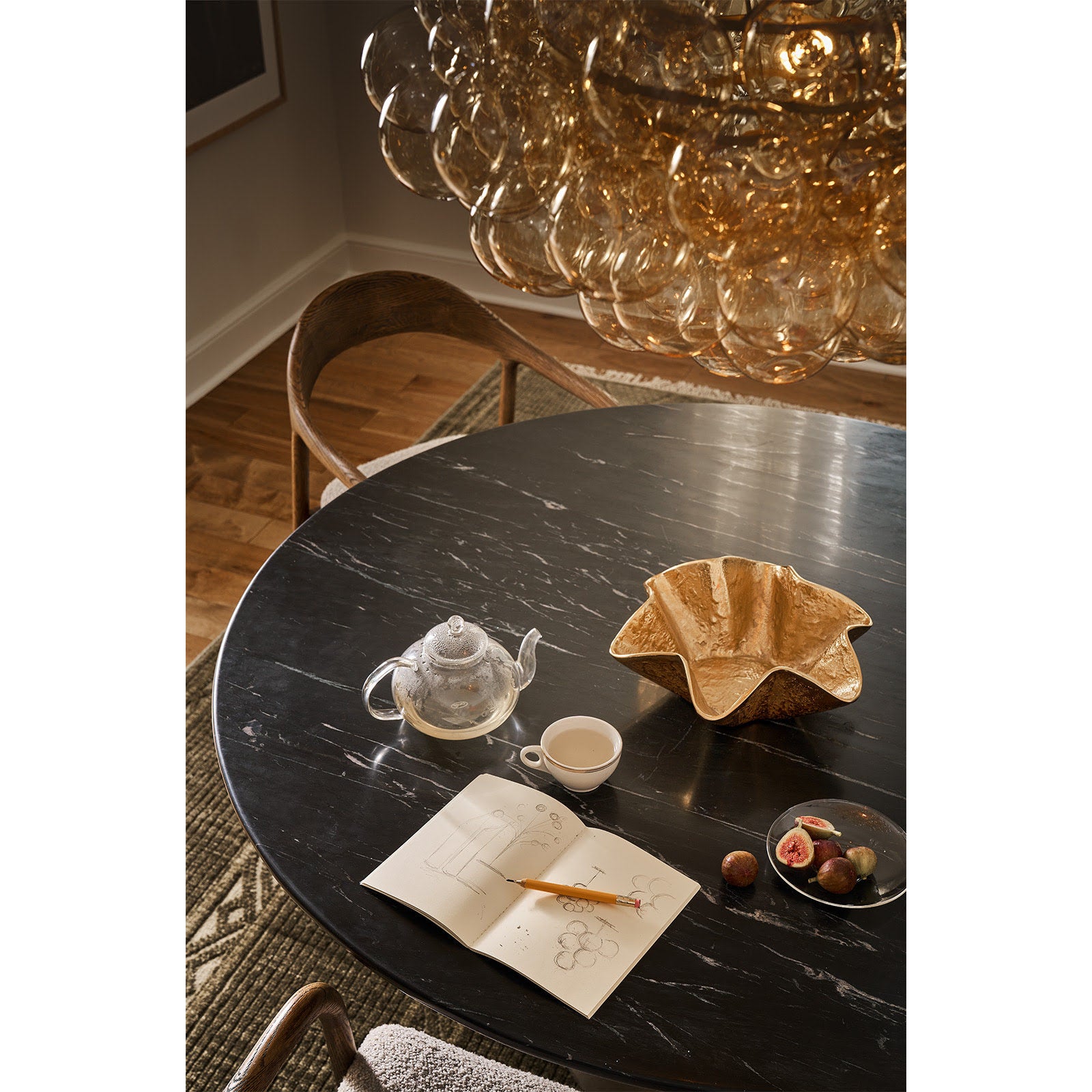 Bubbles Chandelier (Natural Brass with Amber Glass) Chandelier Regina Andrew