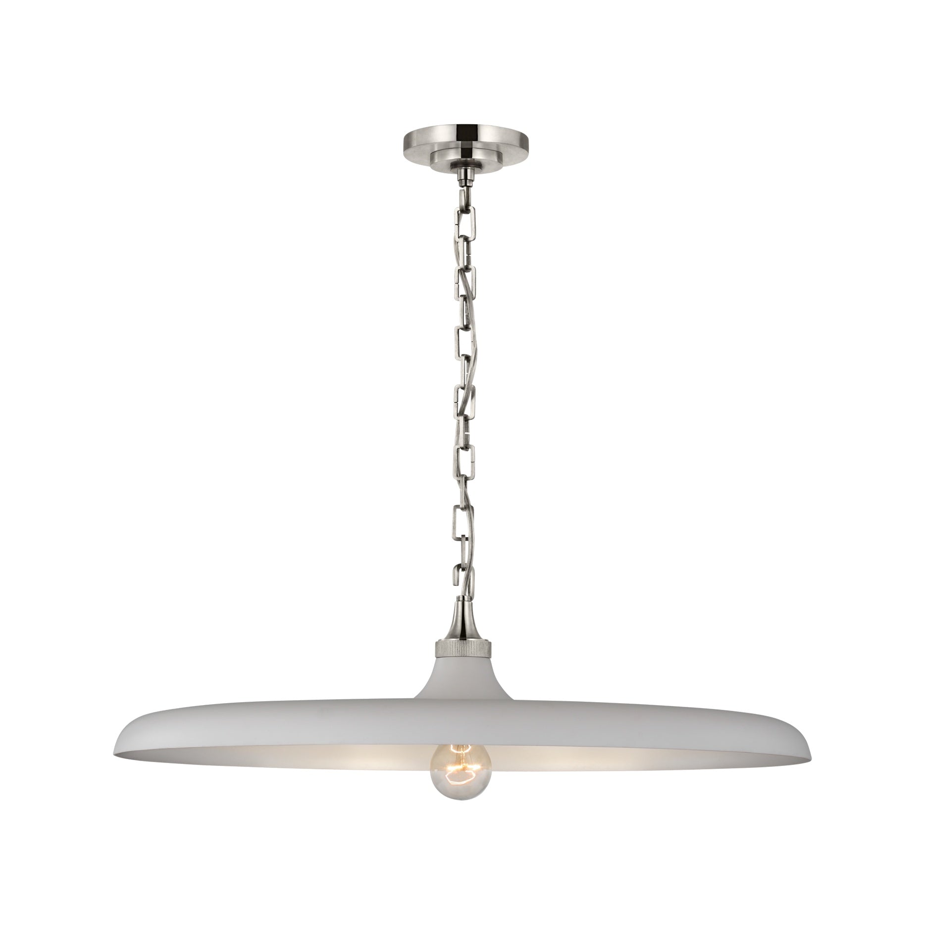 Piatto Large Pendant LIGHTING - pendant Visual Comfort Polished Nickel Plaster White