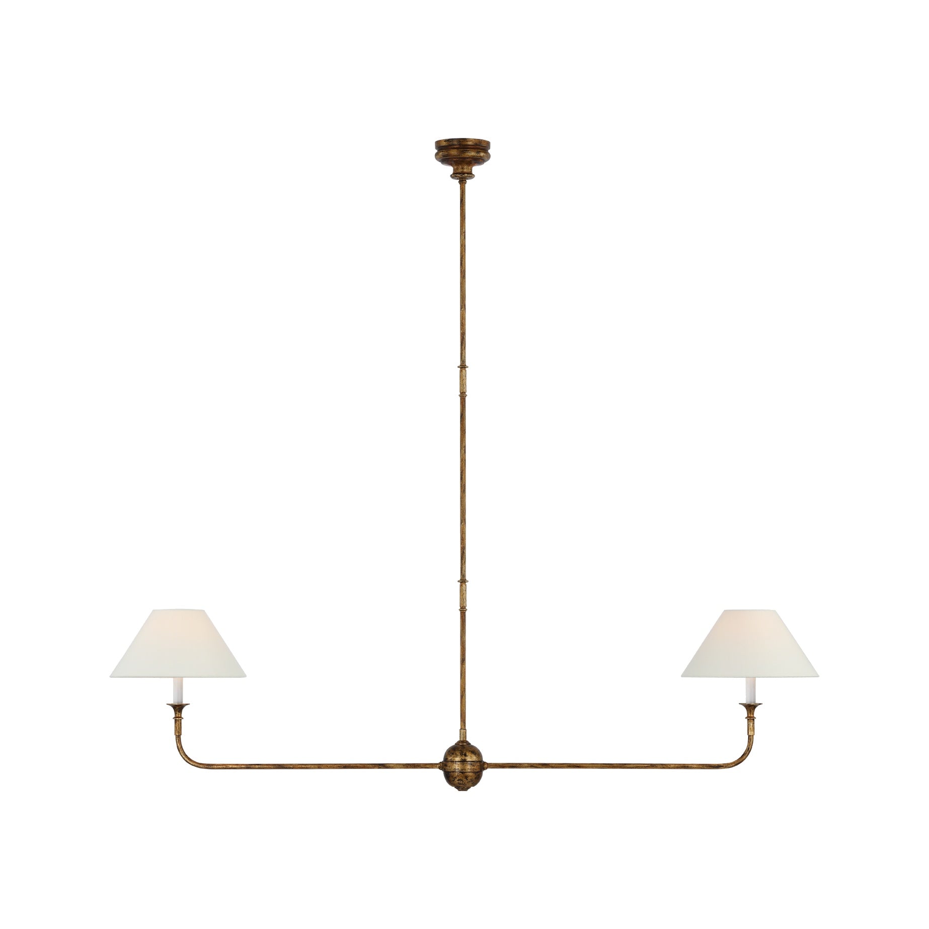 Piaf Large Two Light Linear Pendant LIGHTING - pendant Visual Comfort Antique Gild