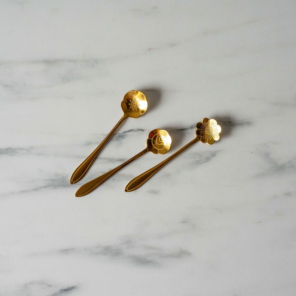 Gold Finish Floral Spoon Set spoon Creative Co-op (DYA)