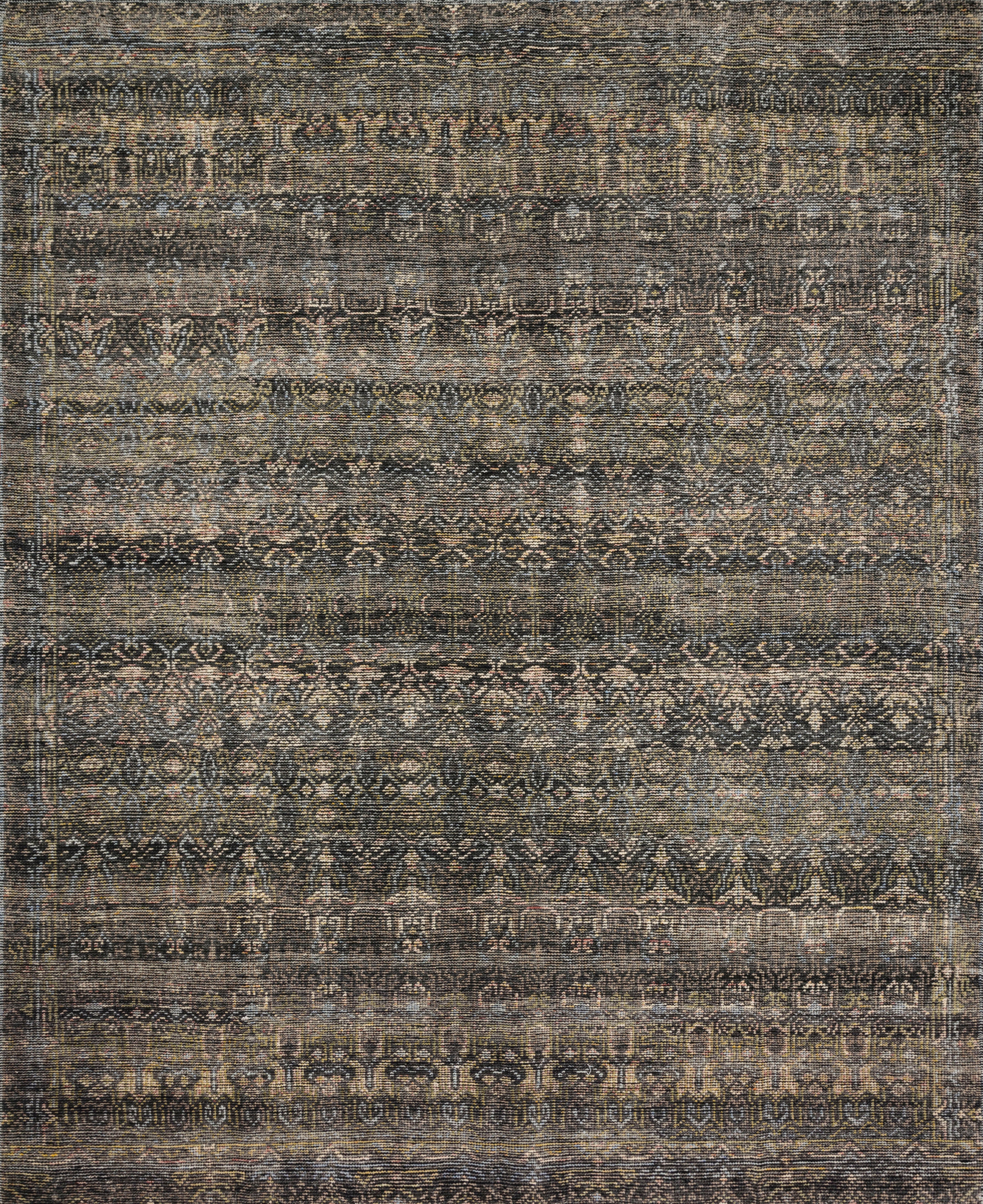 Loloi Amara Charcoal / Lagoon Rug 1-RUGS - patterned Loloi