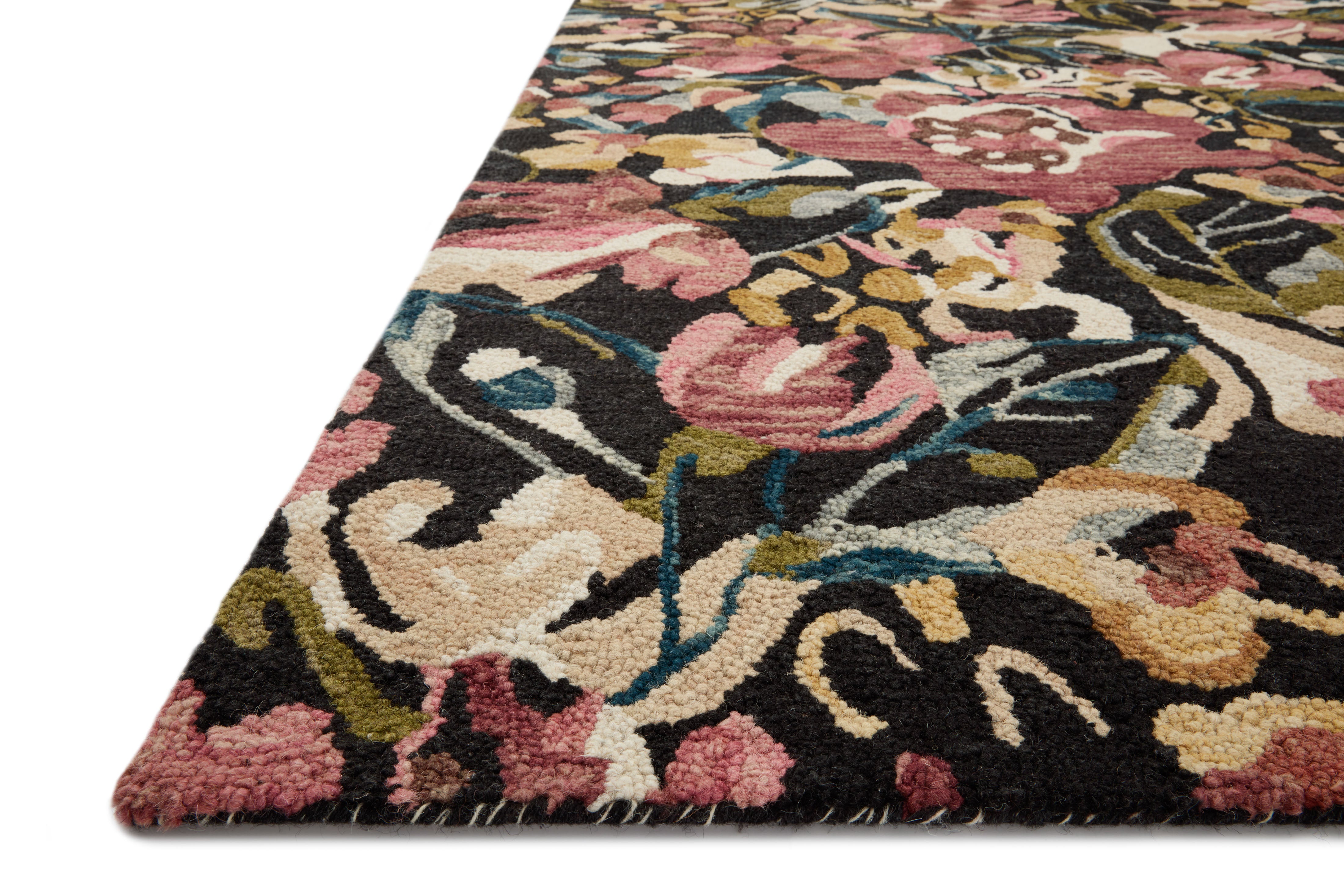 Loloi Belladonna Black / Berry Rug 0-RUGS-wool rugs Loloi