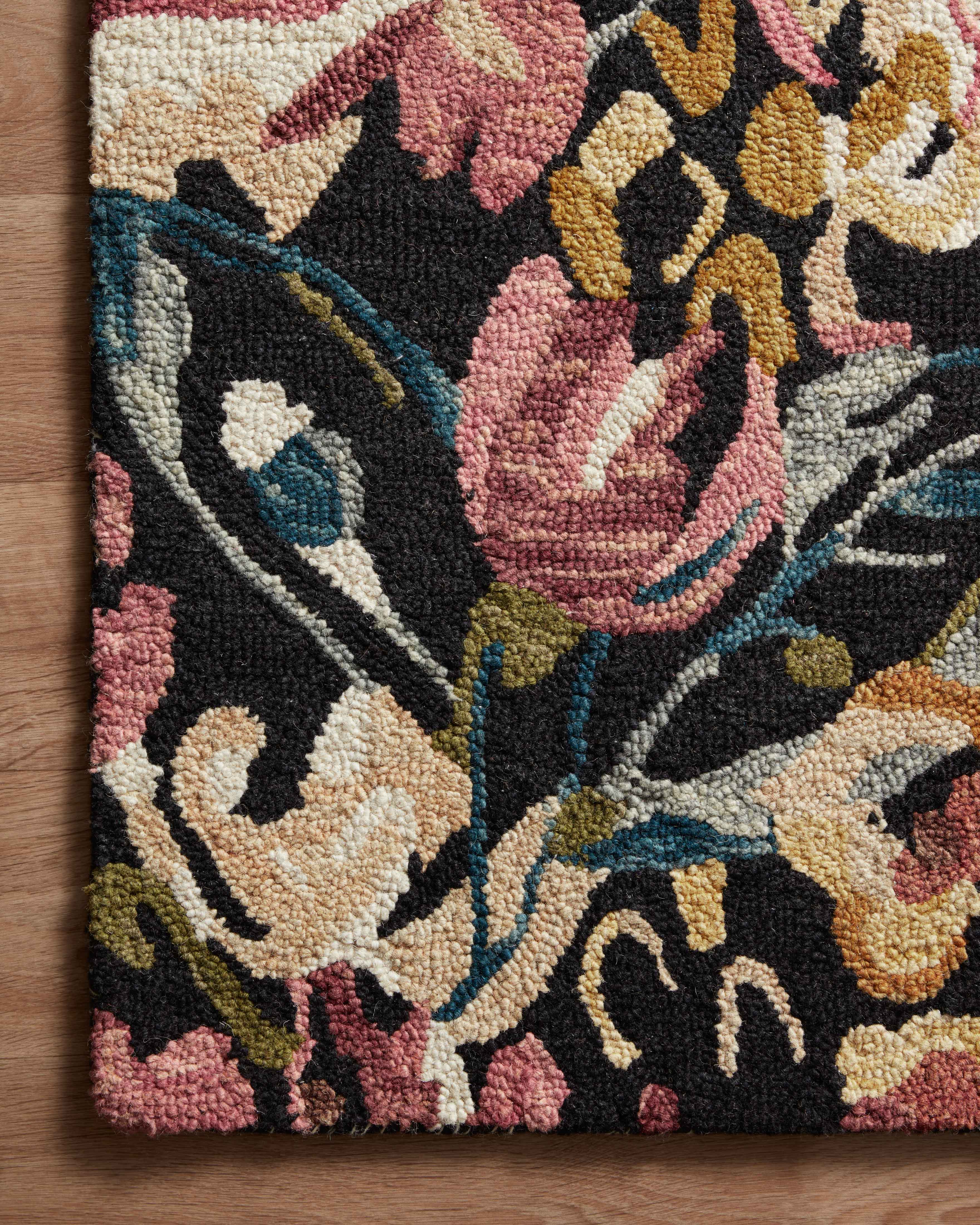 Loloi Belladonna Black / Berry Rug 0-RUGS-wool rugs Loloi