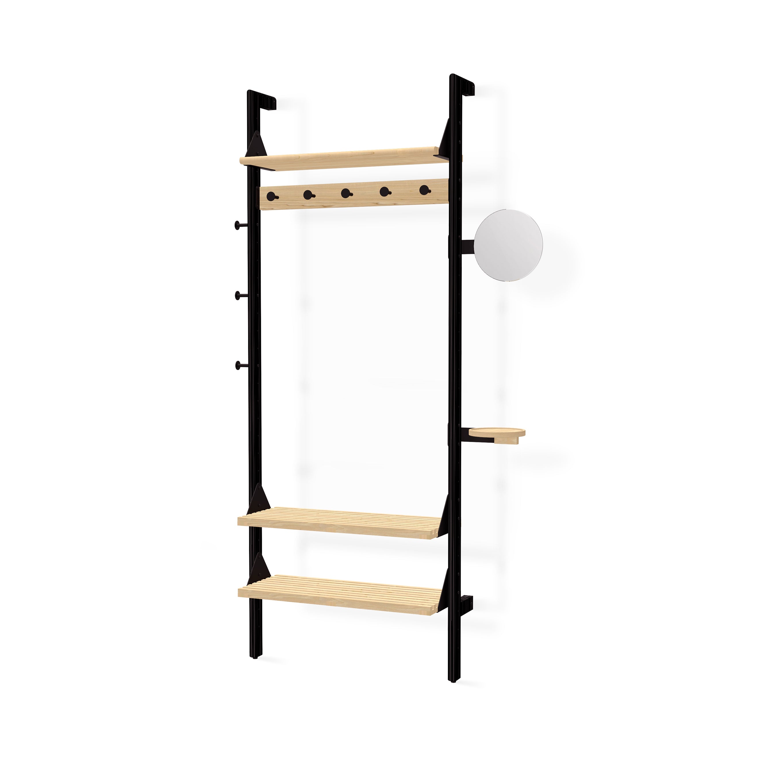 Gus* Modern Branch 1 - Entryway Unit 19 - FURNITURE - office storage Gus Black Uprights Black Brackets Blonde Shelves