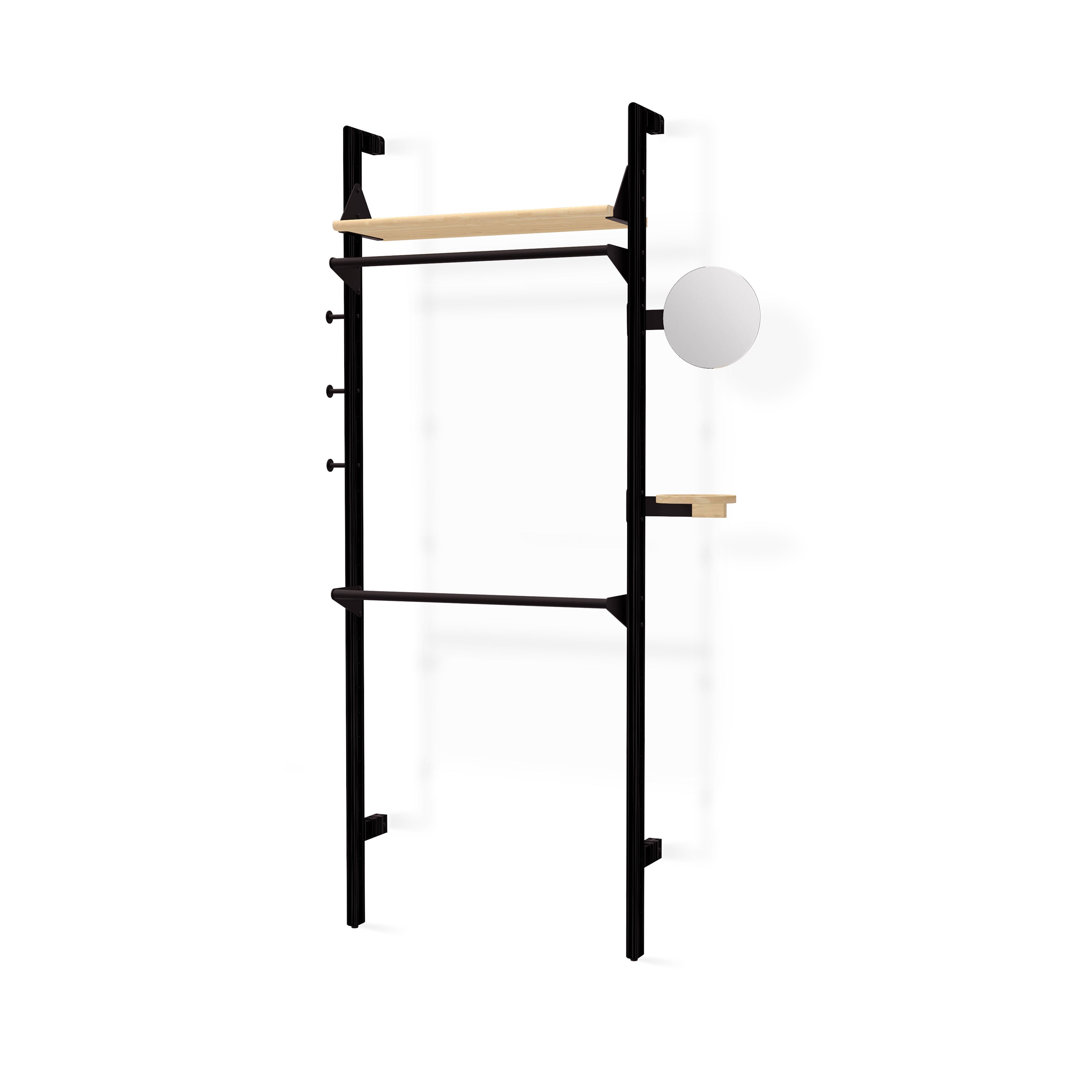 Gus* Modern Branch 1 - Wardrobe Unit 19 - FURNITURE - office storage Gus Black Uprights Black Brackets Blonde Shelves