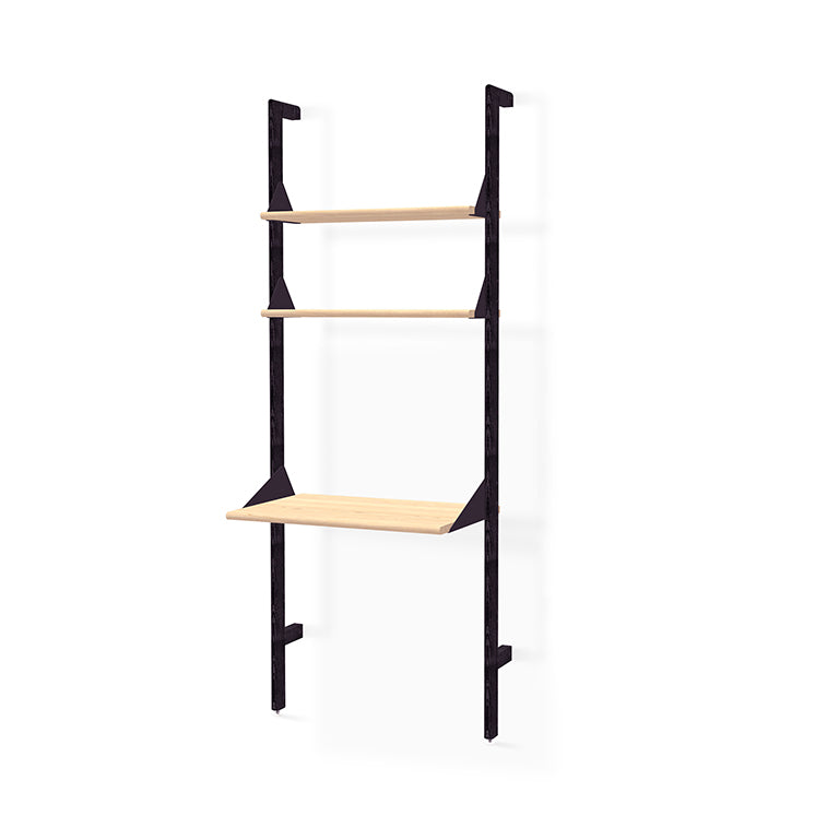 Gus* Modern Branch 1 - Desk Shelving Unit 19 - FURNITURE - office storage Gus Black Uprights Black Brackets Blonde Shelves