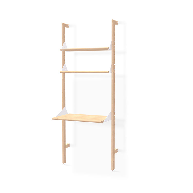 Gus* Modern Branch 1 - Desk Shelving Unit 19 - FURNITURE - office storage Gus Blonde Uprights White Brackets Blonde Shelves