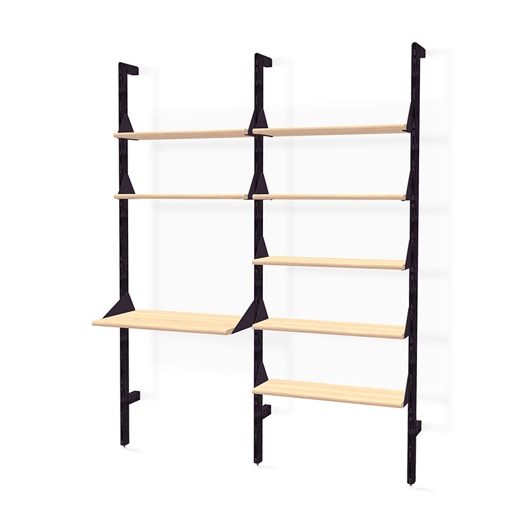 Gus* Modern Branch 2 - Desk Shelving Unit 19 - FURNITURE - office storage Gus Black Uprights Black Brackets Blonde Shelves