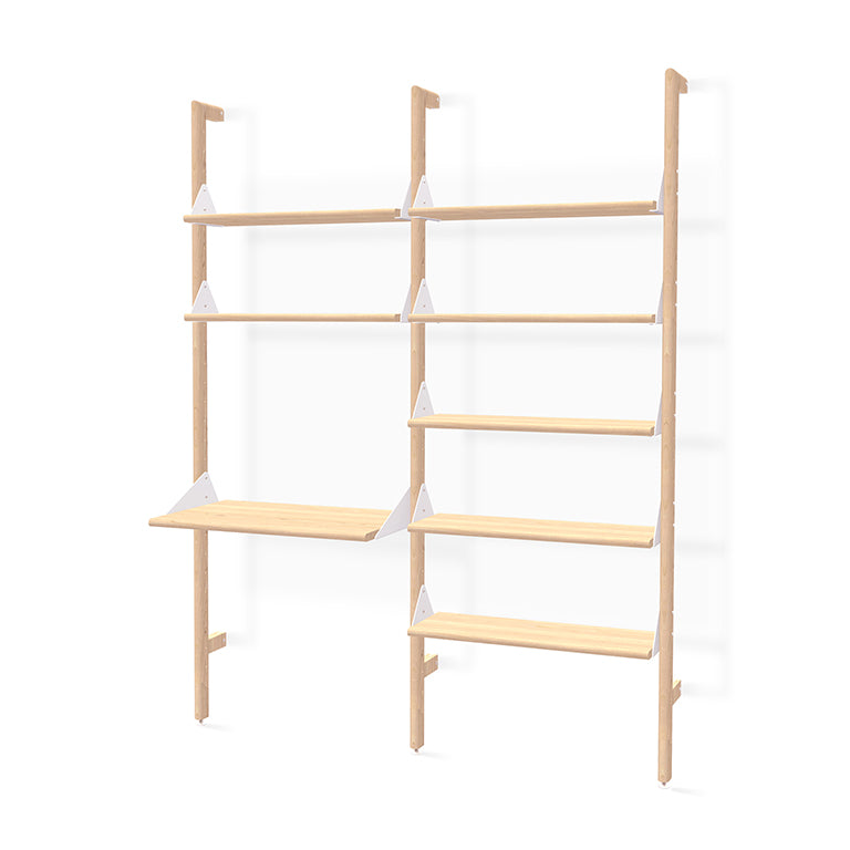 Gus* Modern Branch 2 - Desk Shelving Unit 19 - FURNITURE - office storage Gus Blonde Uprights White Brackets Blonde Shelves
