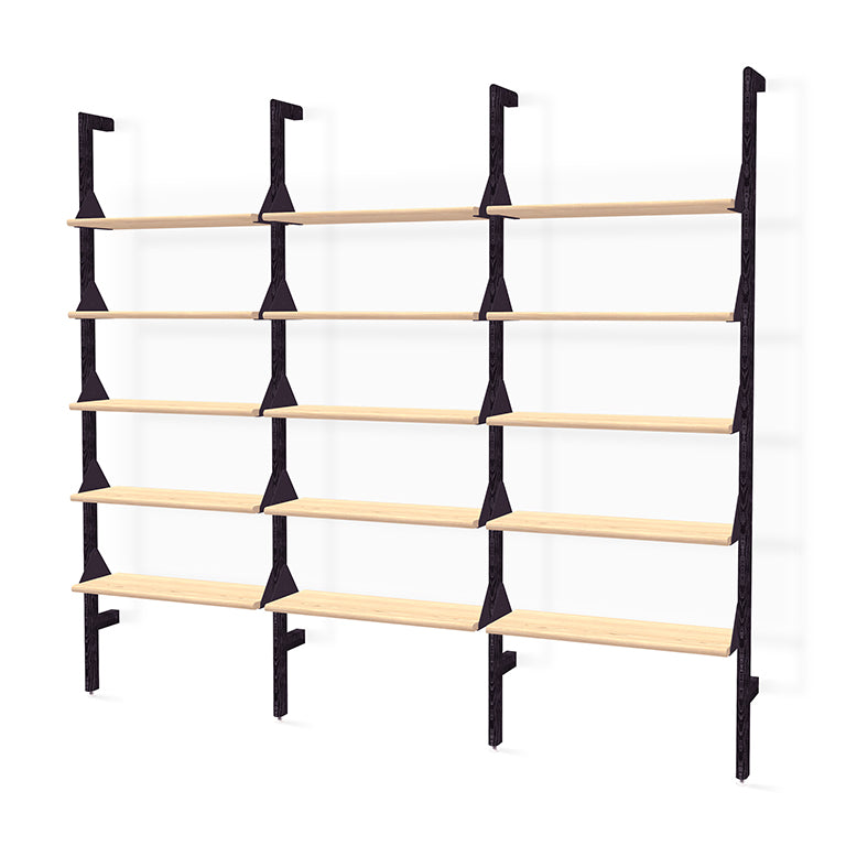 Gus* Modern Branch 3 - Shelving Unit 19 - FURNITURE - office storage Gus Black Uprights Black Brackets Blonde Shelves