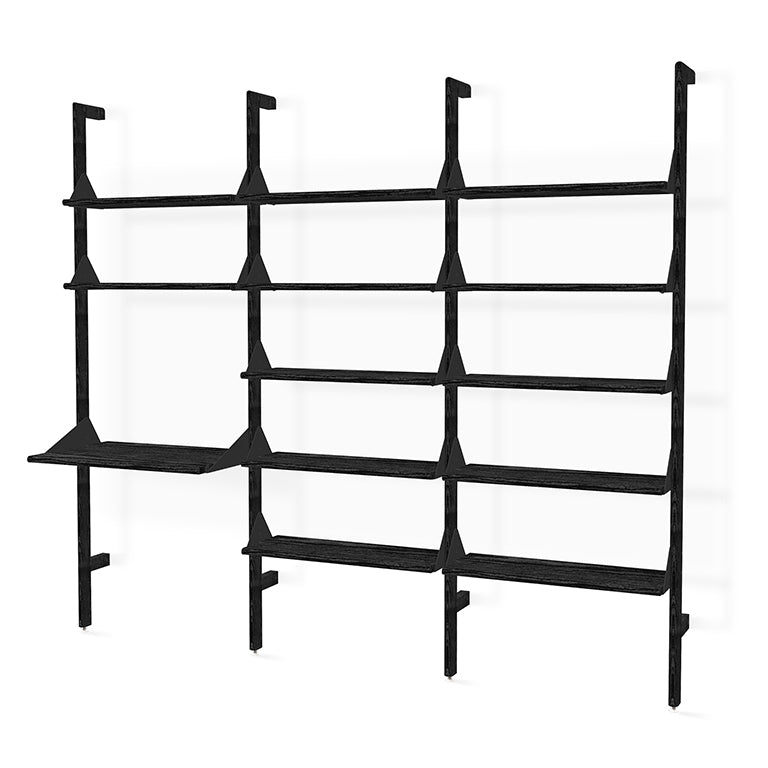 Gus* Modern Branch 3 - Desk Shelving Unit 19 - FURNITURE - office storage Gus Black Uprights Black Brackets Black Shelves