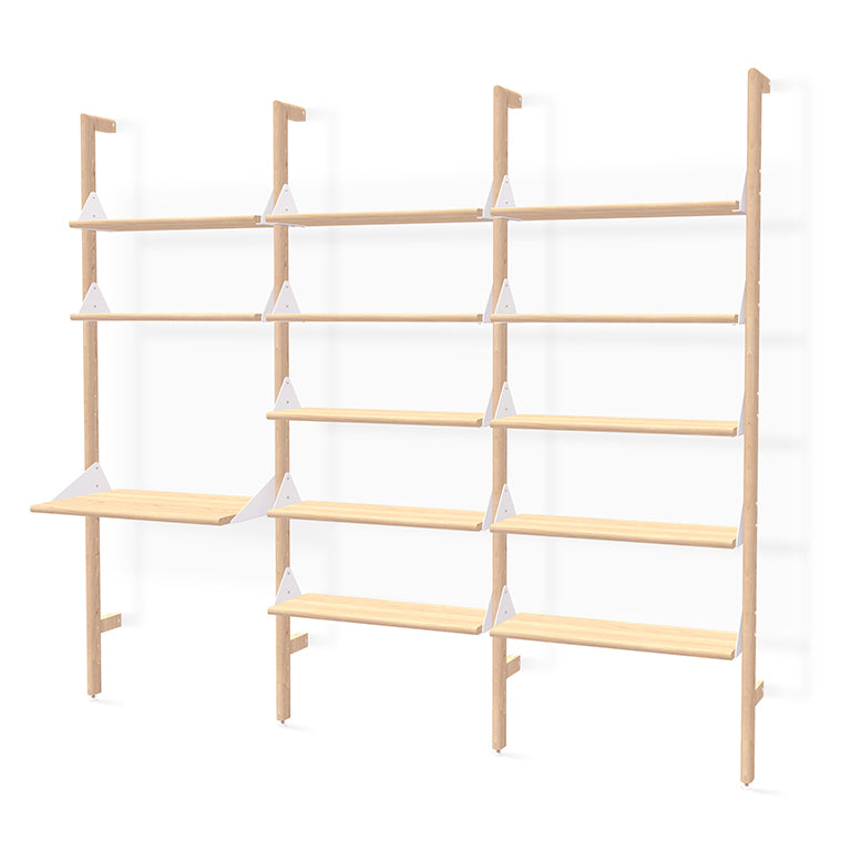 Gus* Modern Branch 3 - Desk Shelving Unit 19 - FURNITURE - office storage Gus Blonde Uprights White Brackets Blonde Shelves