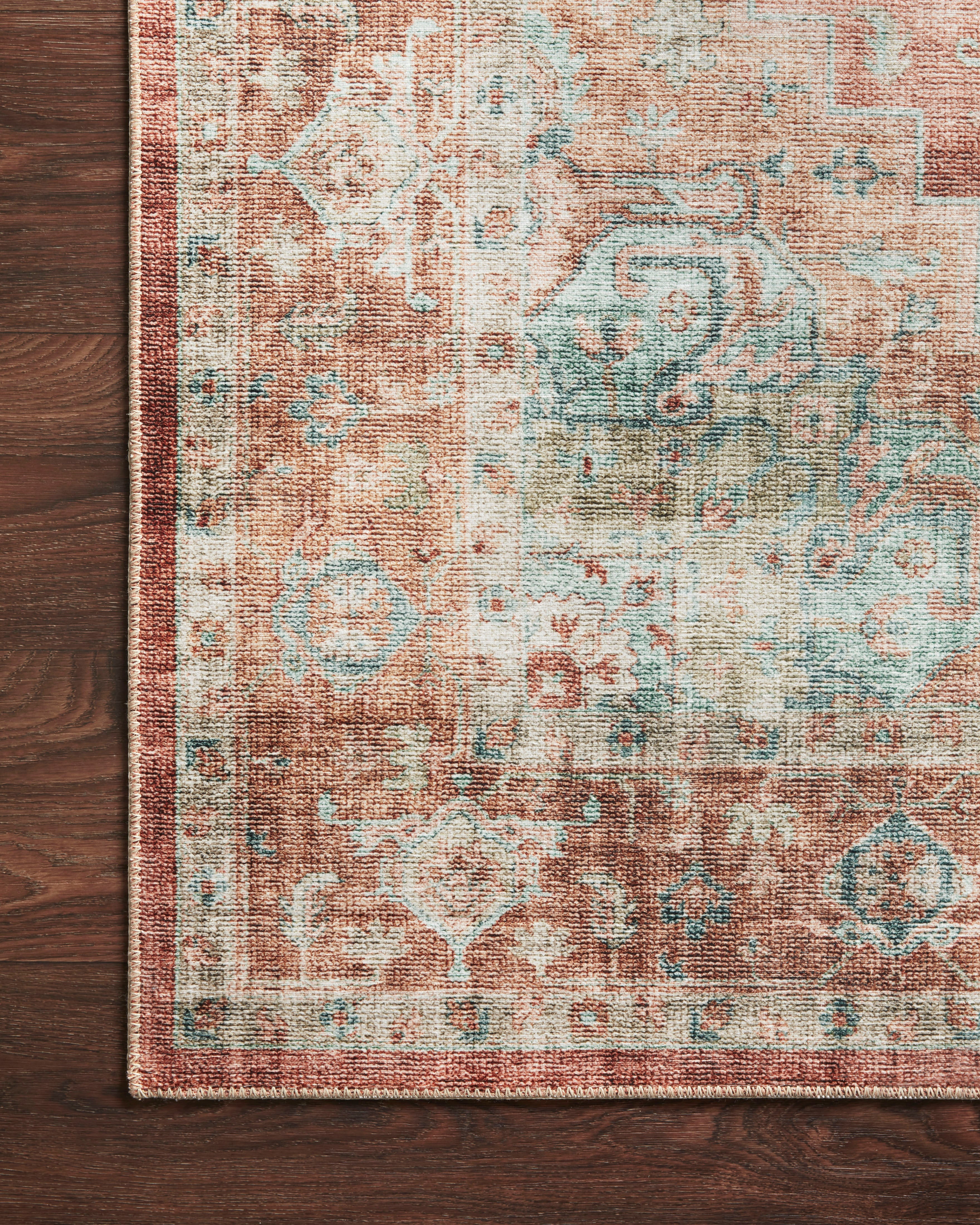 Loloi Heidi Terracotta / Aqua Rug 1-RUGS-patterned Loloi