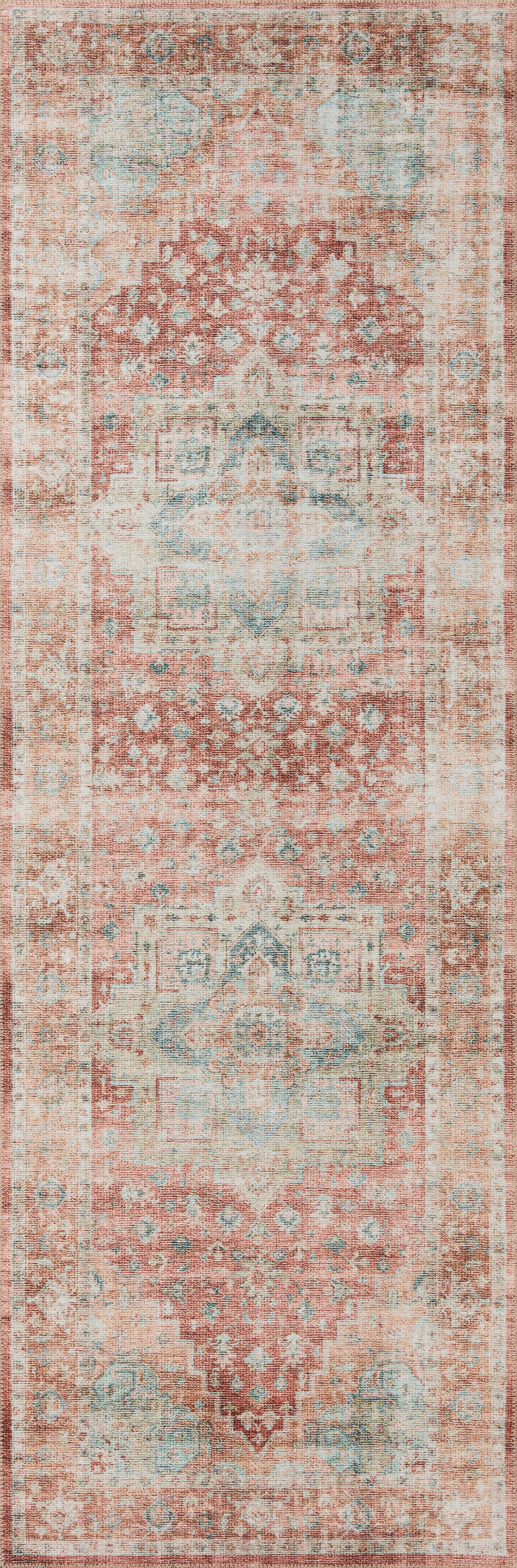Loloi Heidi Terracotta / Aqua Rug 1-RUGS-patterned Loloi