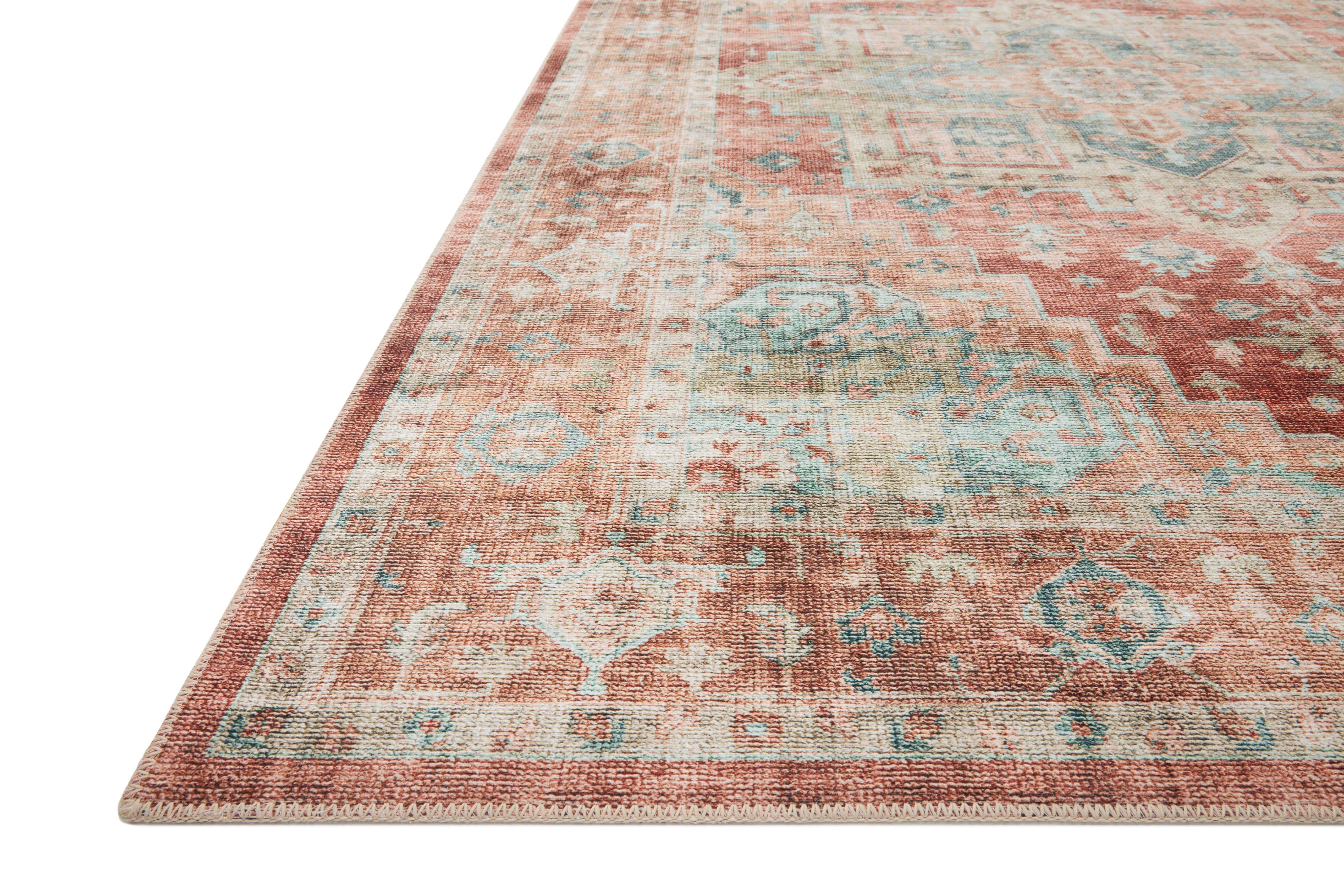 Loloi Heidi Terracotta / Aqua Rug 1-RUGS-patterned Loloi